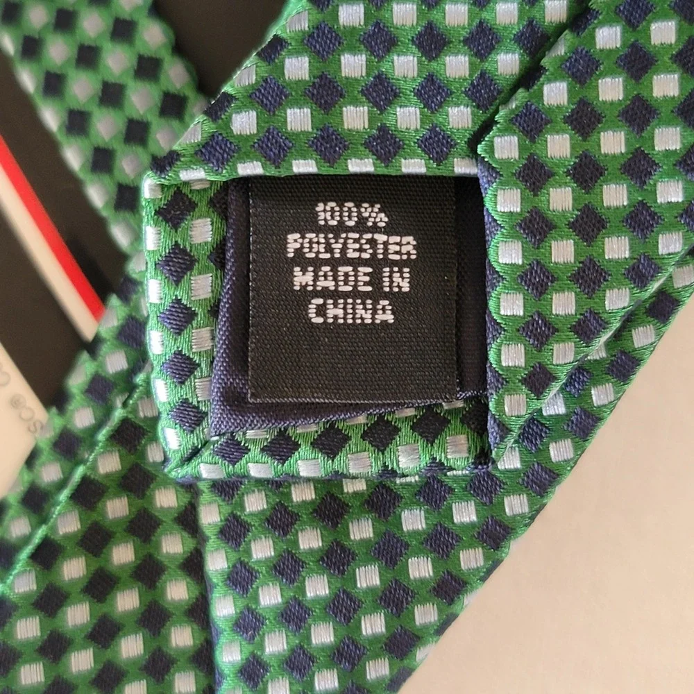 NWT Tommy Hilfiger Necktie Mens Green Navy Blue Silver Geometric‎ Micro Diamond